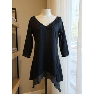 4 Love And Liberty Johnny Was Tunic Top Black Long Sleeve Gothic Boho Size S